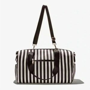 Alice & Olivia By Stacey Bendet Black & White Striped Duffel Bag NWT
